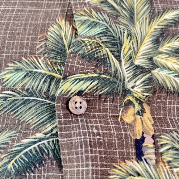 Hawaiian Shirt Campia Moda Button Men L Palm Trees Rayon Short Sleeve Tropical - Picture 4 of 11